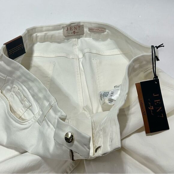 Jen 7 7 For All Mankind Straight Crop & Roll White Jeans Size 18 NWT - Picture 3 of 14